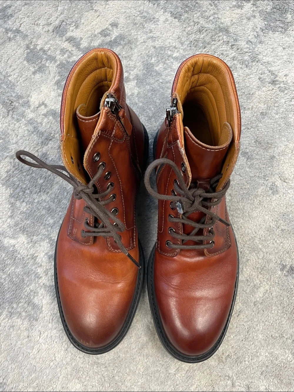 Magnanni Grayson Lace Up Combat Boots Distressed Cognac Brown Sz 7